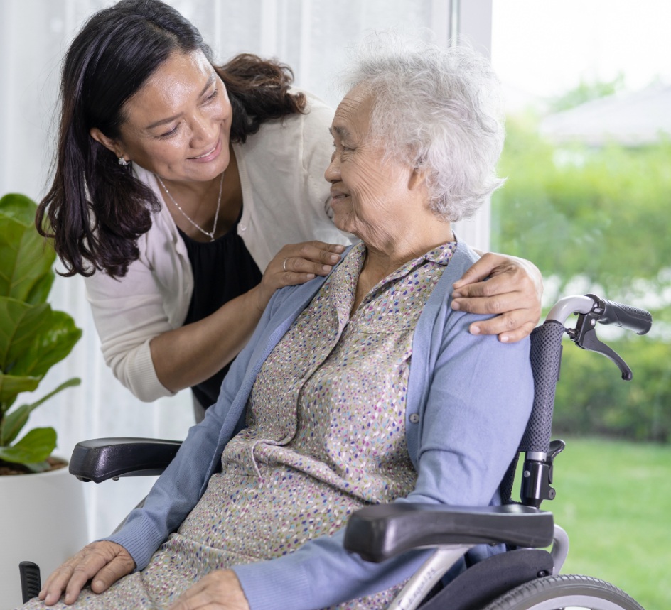kvinna med äldra dam i rullstol kvinna med äldra dam i rullstol