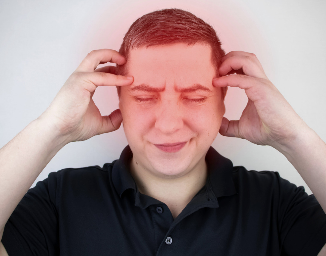 man med problem med huvudet