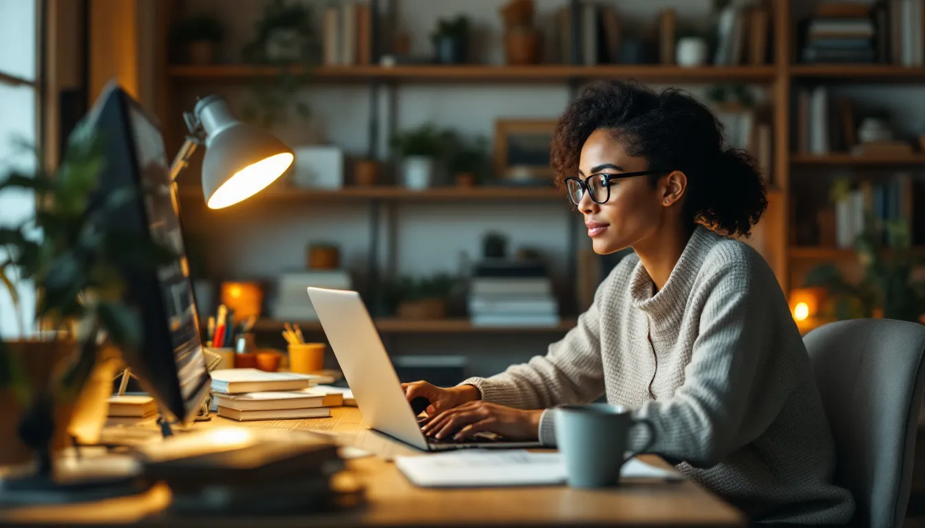 Kvinna framför sin dator