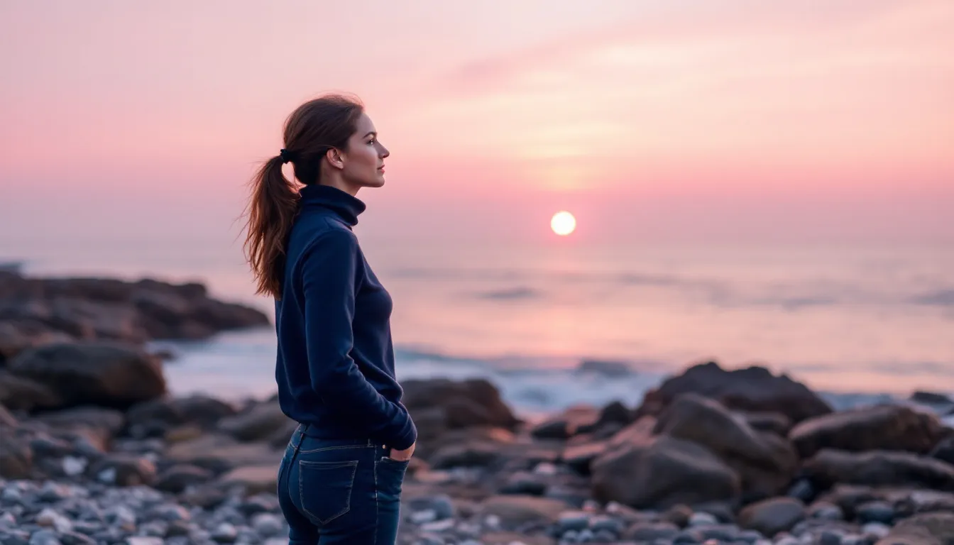 Kvinna som tittar ut över havet