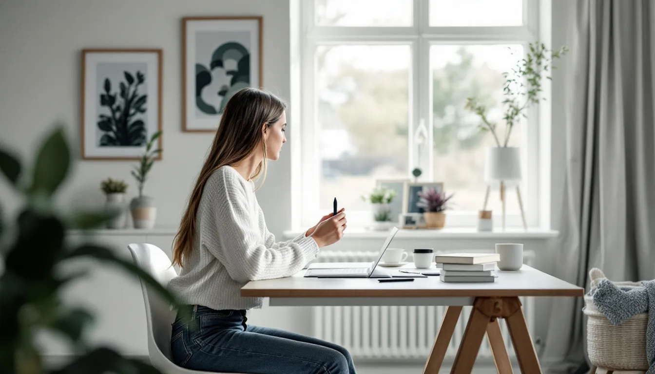 Kvinna som arbetar framför sin dator