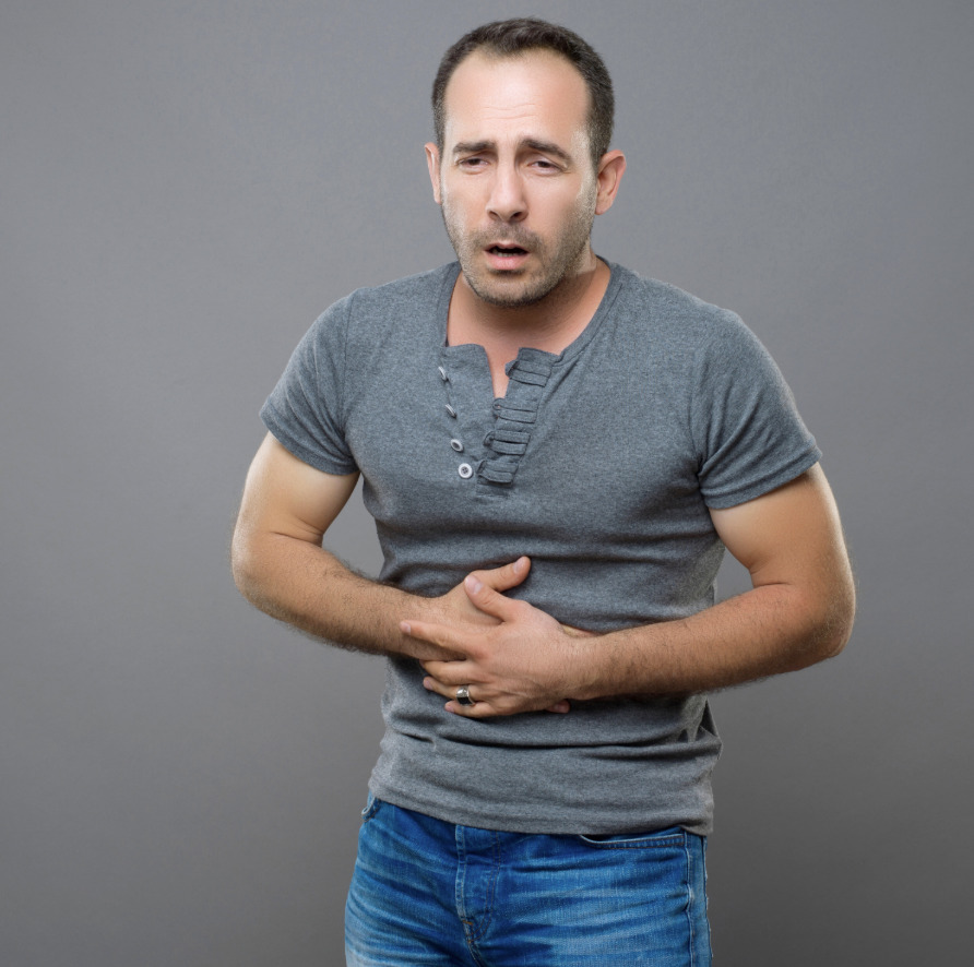 person med problem med magen