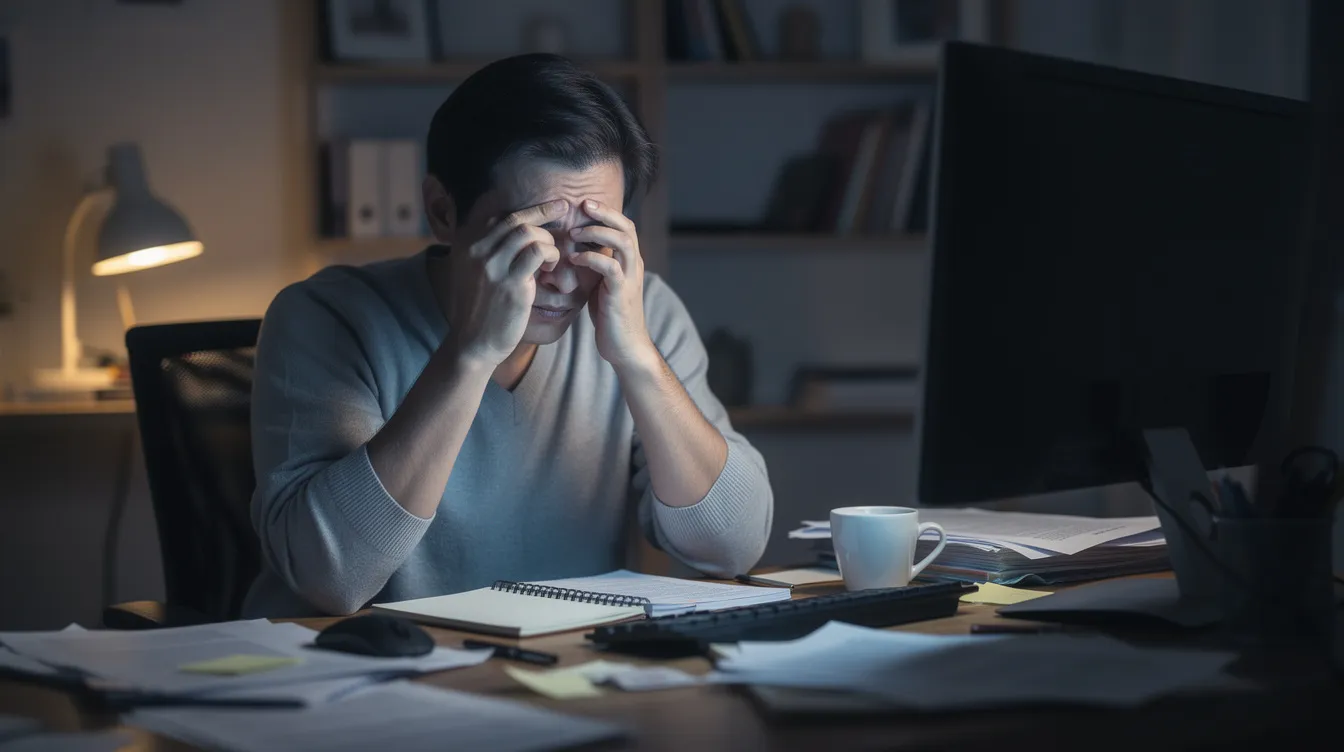 trött person med syn problem