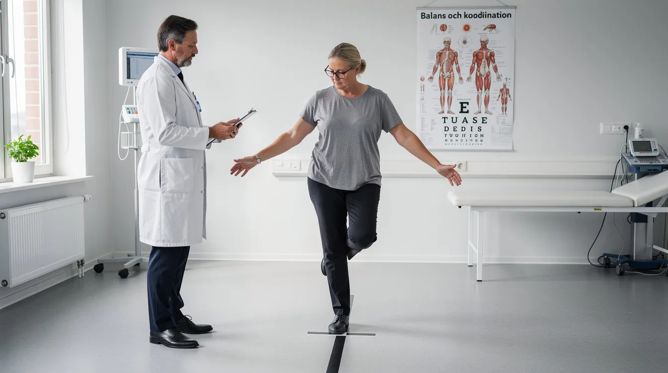 Kvinna genomför balanstest